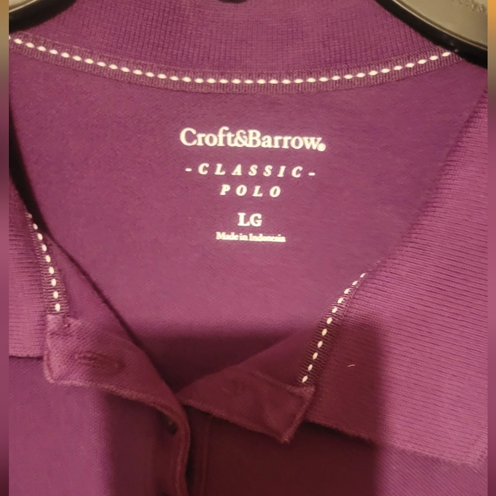 Croft & Barrow Women's Plum Purple Button-Front Classic Polo. Size Large - Picture 4 of 6